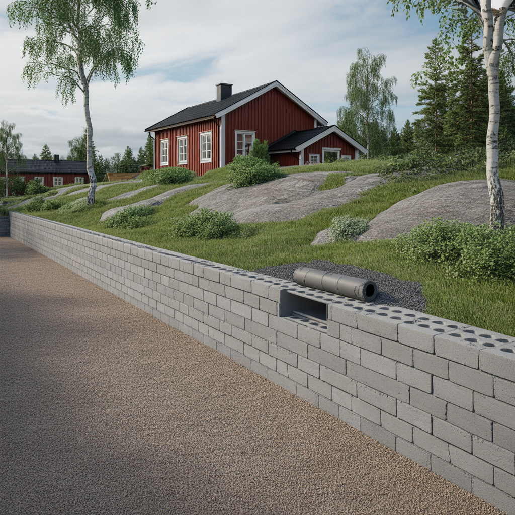 stodmur pa sluttande tomt guide till grundlaggning och drane
